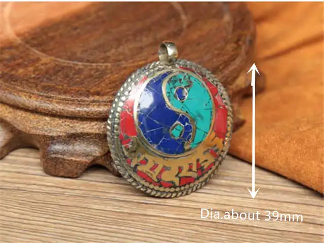 TBP176 Tibetan Mantras Amulet Buddha Eye Taiji Double Sides Pendants