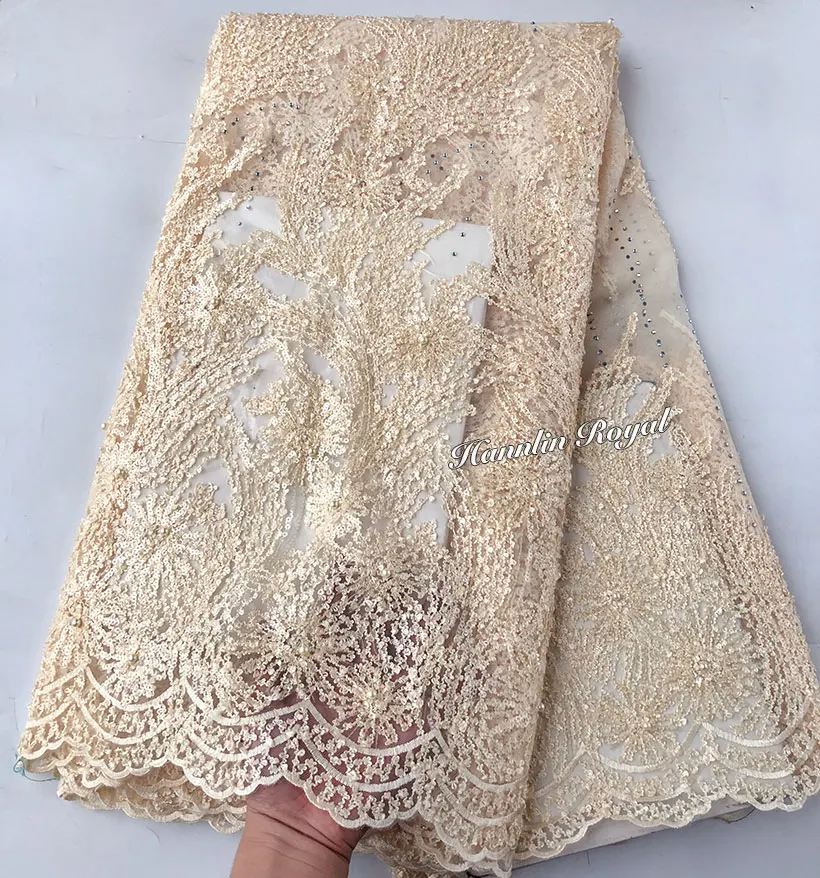 Excellent Pure White Embroidered African Sequins French Lace Tulle Fabric Nigeria Sewing Clothes for Celebrants Wear