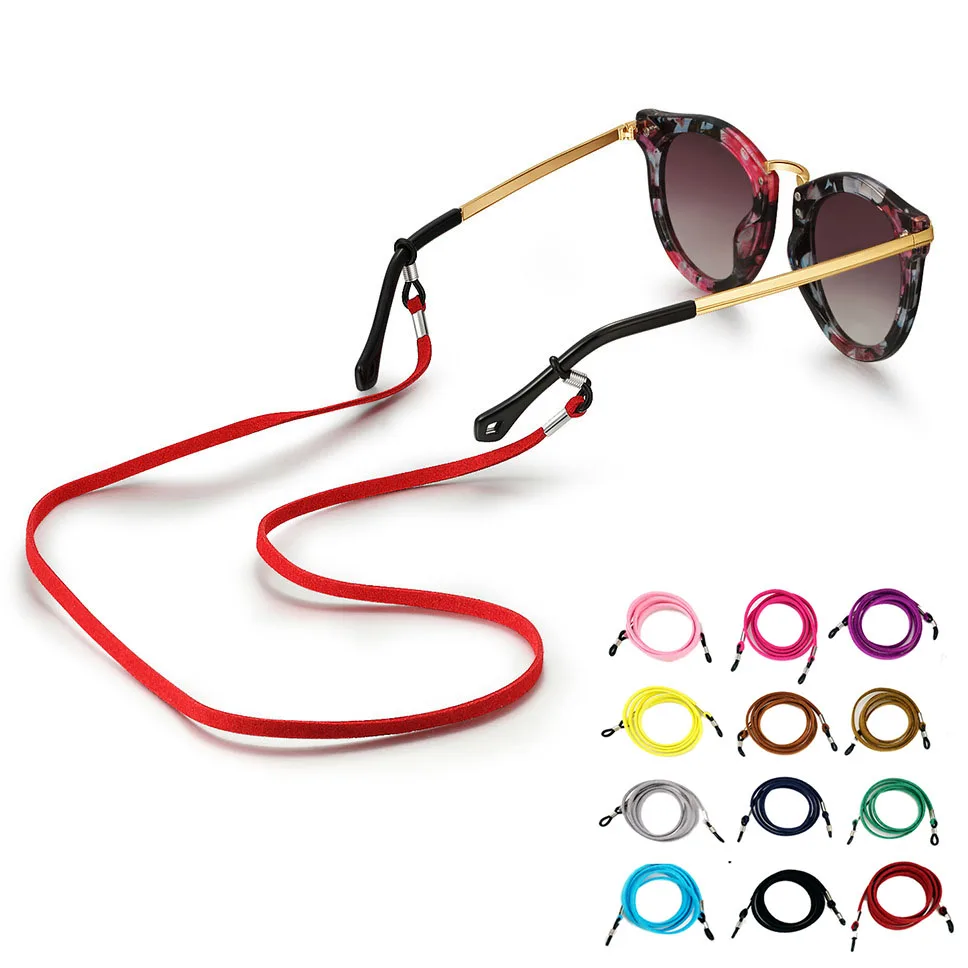 

100pcs/lot Colorful Chamois Leather Glasses Lanyards Anti-skid Glasses Strap Neck Cord Sunglasses Eyeglasses Rope