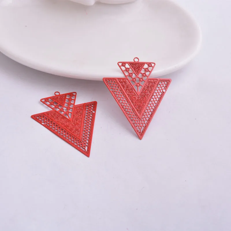50 Stück AB3335 Silberfarbene Große Dreieckige Anhänger für Ohrringe Geometrische Bunte Anhänger Verbinder DIY Schmuck Ohrringe – Detail 1