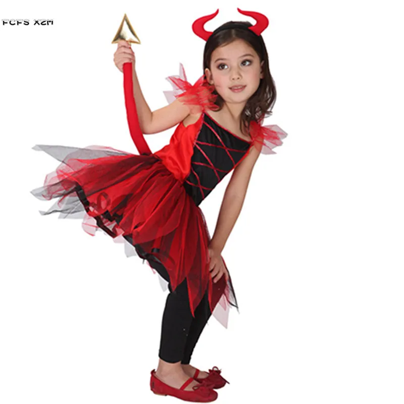 Disfraz de Demonio Rojo de Halloween para niñas, M-XL, Cosplay del diablo del infierno, Carnaval, Purim, desfile, mascarada, juego de rol, vestido de fiesta