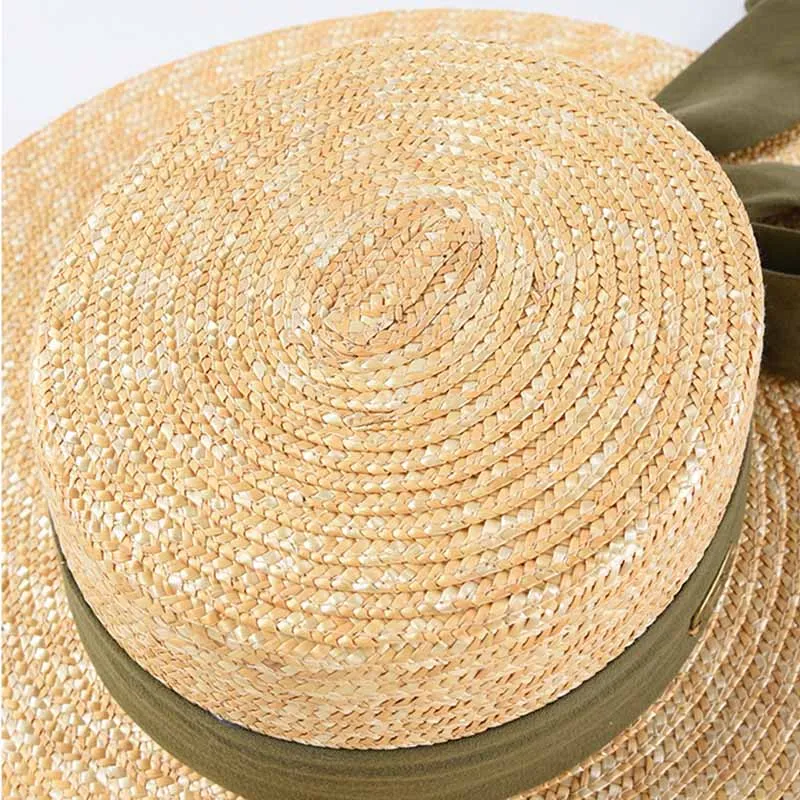 New Fashion Wide Brim Hat Summer Beach Wheat Straw Women Boater hat with Ribbon Bow for Vacation Derby Audrey Hepburn