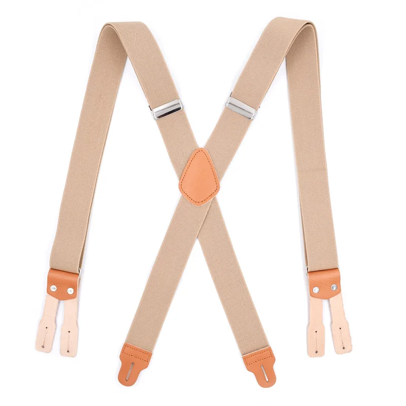 Genuine Leather Suspenders Buttons Braces Fashion Buttons Suspensorio Trousers Strap Father/Husband's Gift 3.5*120cm