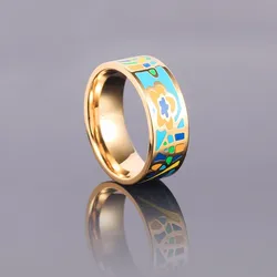 Hot Sale  Enamel Ring Women/men Jewelry Vintage Style Ceramic Ring Women Rings Wedding Rings Stainless Steel