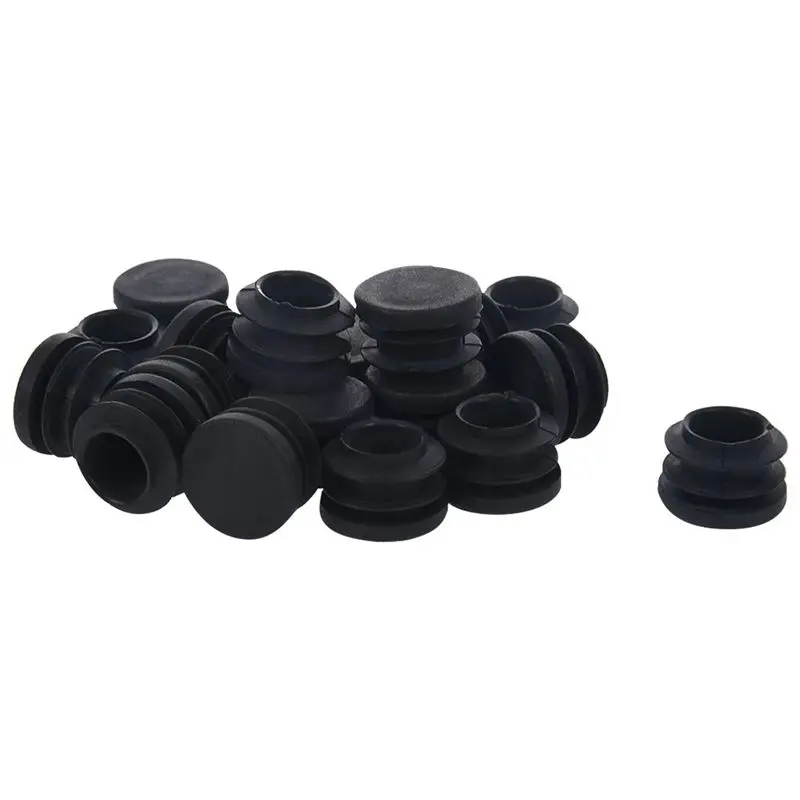 Blanking End Caps Rotonda Tubo di Inserimento Della Copertura 19 millimetri Dia 20 Pcs Nero