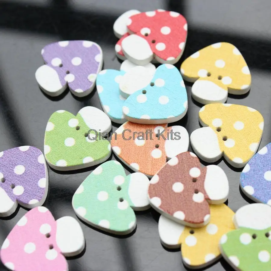 400pcs colorful wood mushroom wooden buttons, 23mm two holes printed