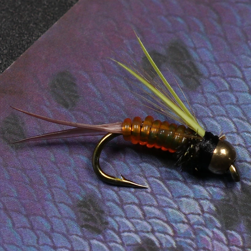 Bimoo 10PCS #14 Brass Bead Head Pheasant Tail Prince Trout Fishing Nymph Flies