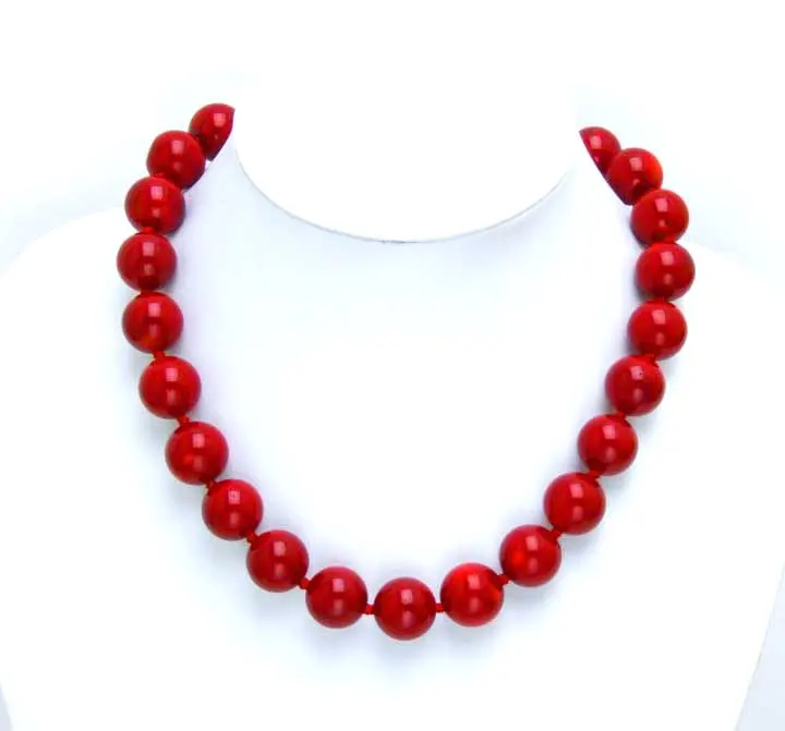 

Qingmos Huge 18-19MM high quality perfect Round GENUINE NATURAL Red Coral 18" Necklace-nec5499 Wholesale/retail Free shipping