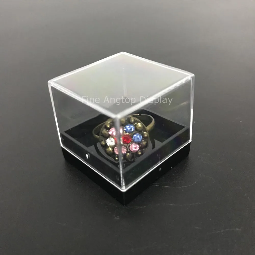 27*27*26mm Jewelry Storage Display Small Plastic Standard Box Mineral Crystal Specimen Ring Display Collection Box Square PS Box