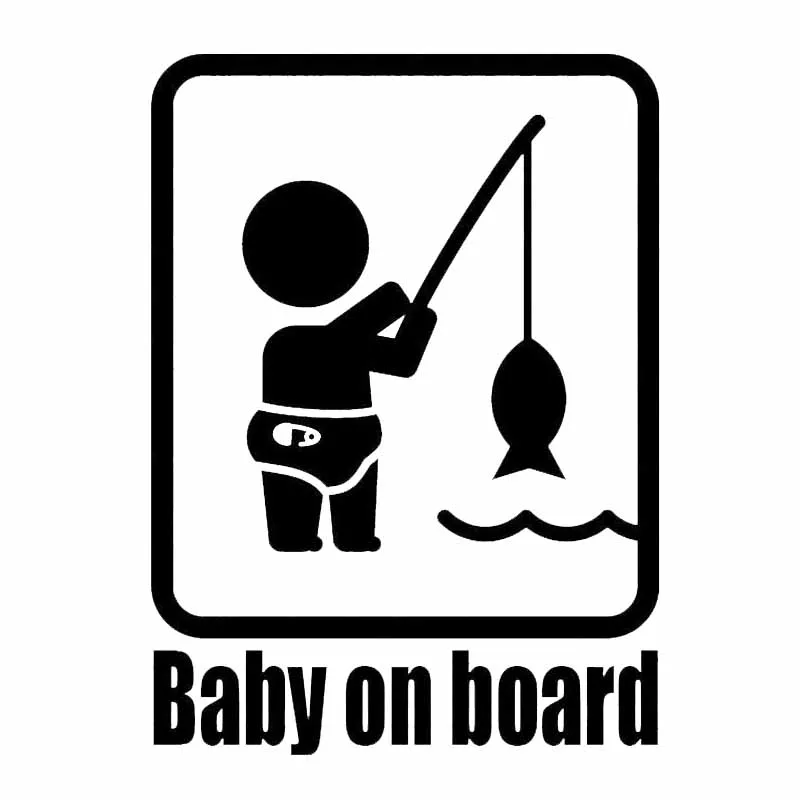 11*15.2CM BABY ON BOARD Fishing Fashion Vinyl Car Sticker Funny Personality Window Decals C1-4020