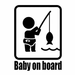 11*15.2CM BABY ON BOARD Fishing Fashion Vinyl Car Sticker Funny Personality Window Decals C1-4020