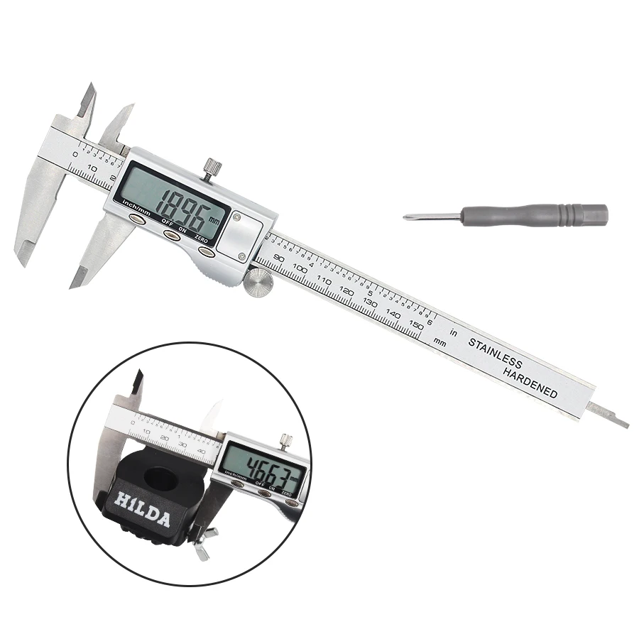 HILDA Micrometer Measuring Tool  Vernier Calipers   Stainless Steel Digital Caliper 6 