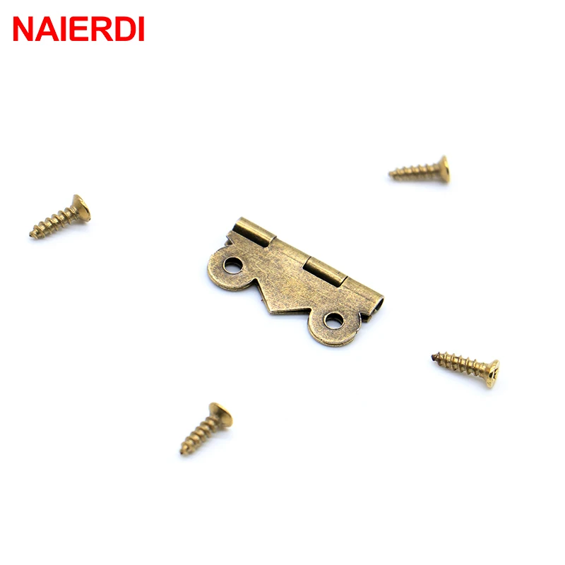 NAIERDI-Dobradiças com Mini Borboletas, Gaveta do Armário, Caixa de Jóias, Ferragens para Móveis, Bronze, Dourado, Prateado, 20mm x 17mm, 30 peças