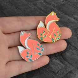 Fox Enamel Brooch Gold Silver Color Denim Clothes Shirt Pin Buckle Badge Cartoon Animal Jewelry Gift for Kids Friends