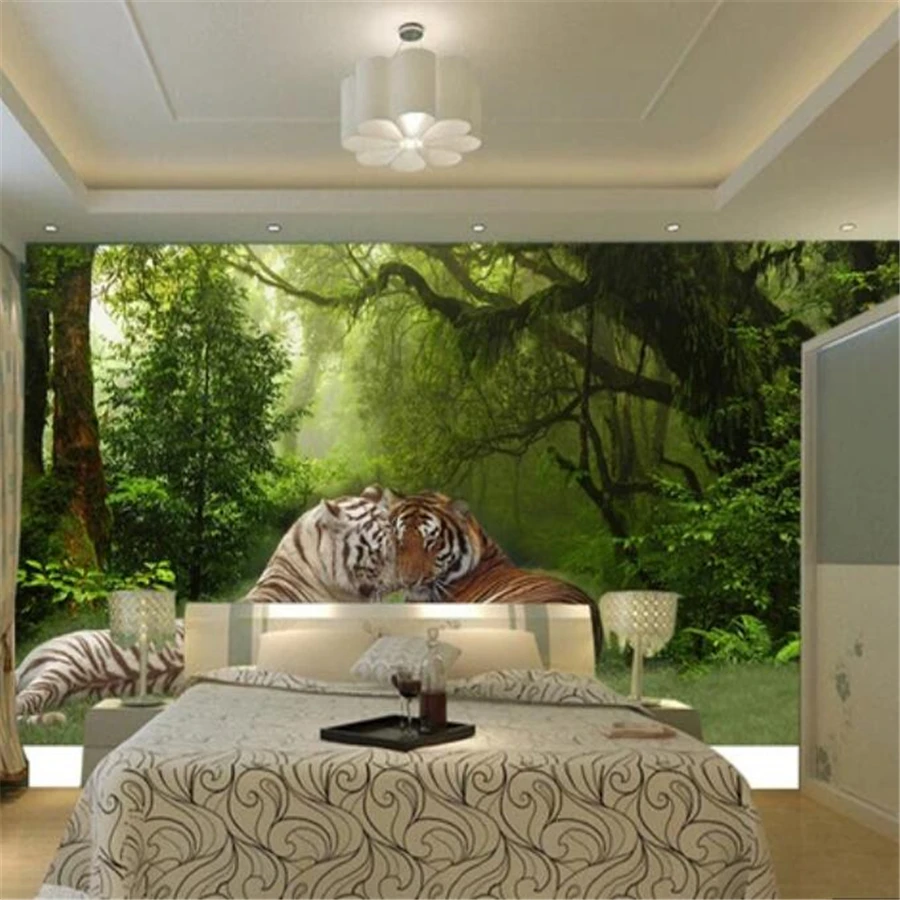 beibehang Custom 3D wallpaper forest tiger jungle wall living room bedroom hotel restaurant wall papers home decor 3d wallpaper