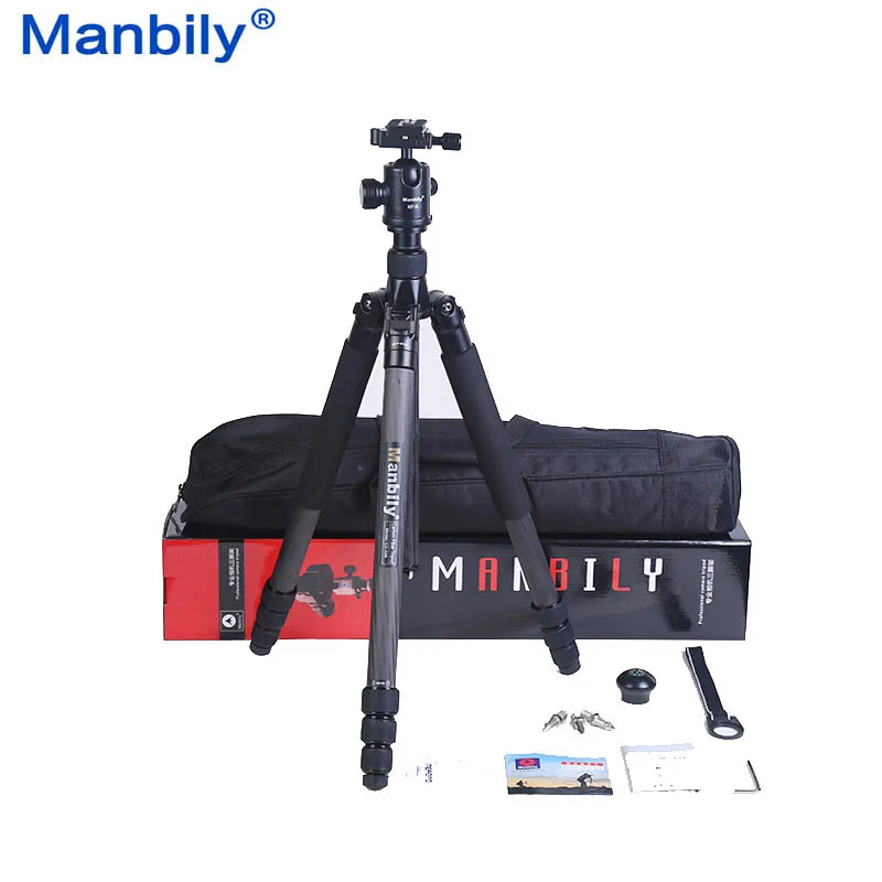 Manbily CZ308 Professional Carbon Fiber Tripod Monopod + Ball Head Portable Compact Travel Tripod For DSLR Camera Stand