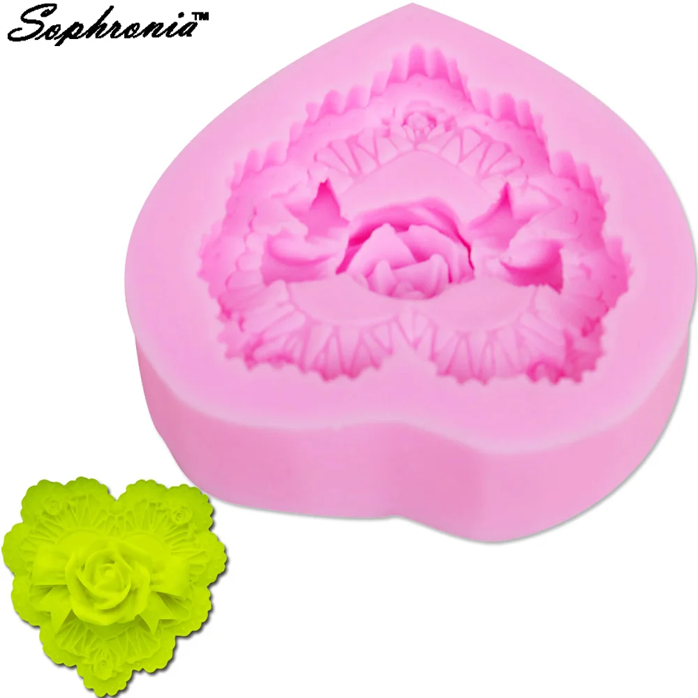 Molde de Silicone para Doces Chocolate, Rosa, Amor, Coração, Biscoitos, Pão, Pastelaria, Doces, Açúcar, Baking Stuff Acessório