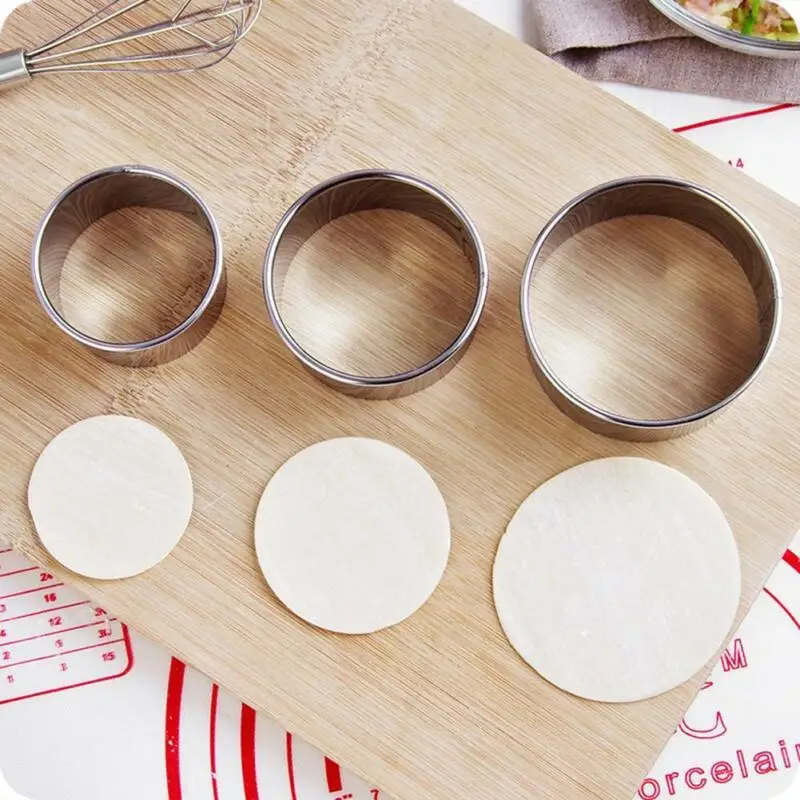 3 Stück runde Ausstechformen aus Edelstahl, zum Ausstechen von Teigblättern für Kuchen und Gebäck, DIY-Backwerkzeug, Küchenhelfer für süße Leckereien. – Detail 2