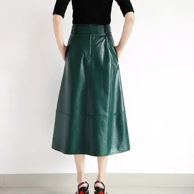 Tao Ting Li Na New Fashion Genuine Sheep Leather Skirt E39