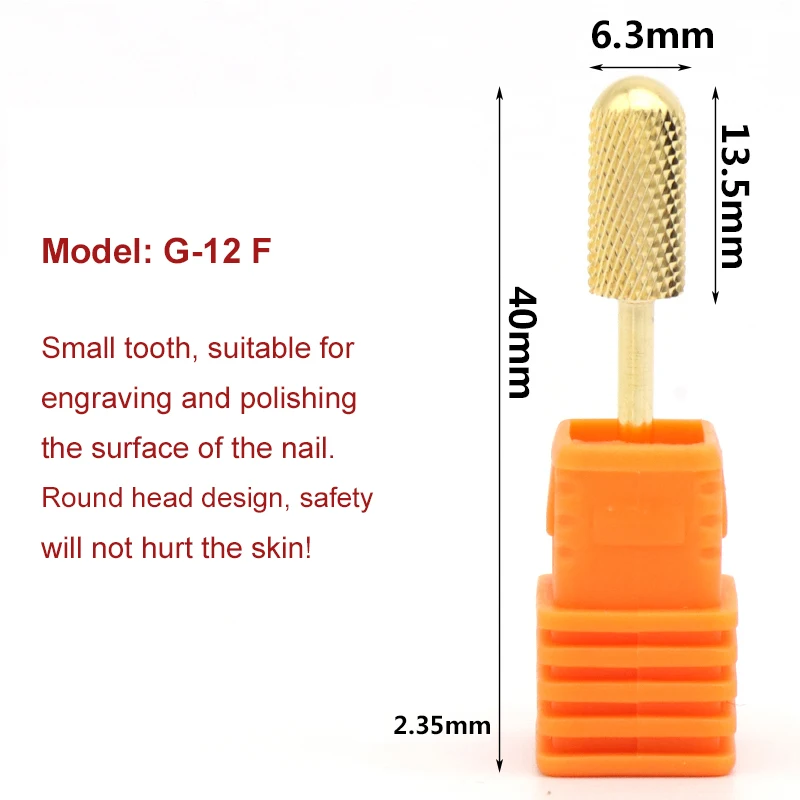 1pcs 2.35mm Shank Golden Nail Grinding Head Tungsten Steel Grinding Machine Dedicated Sander Drill Bit Polishing Tools