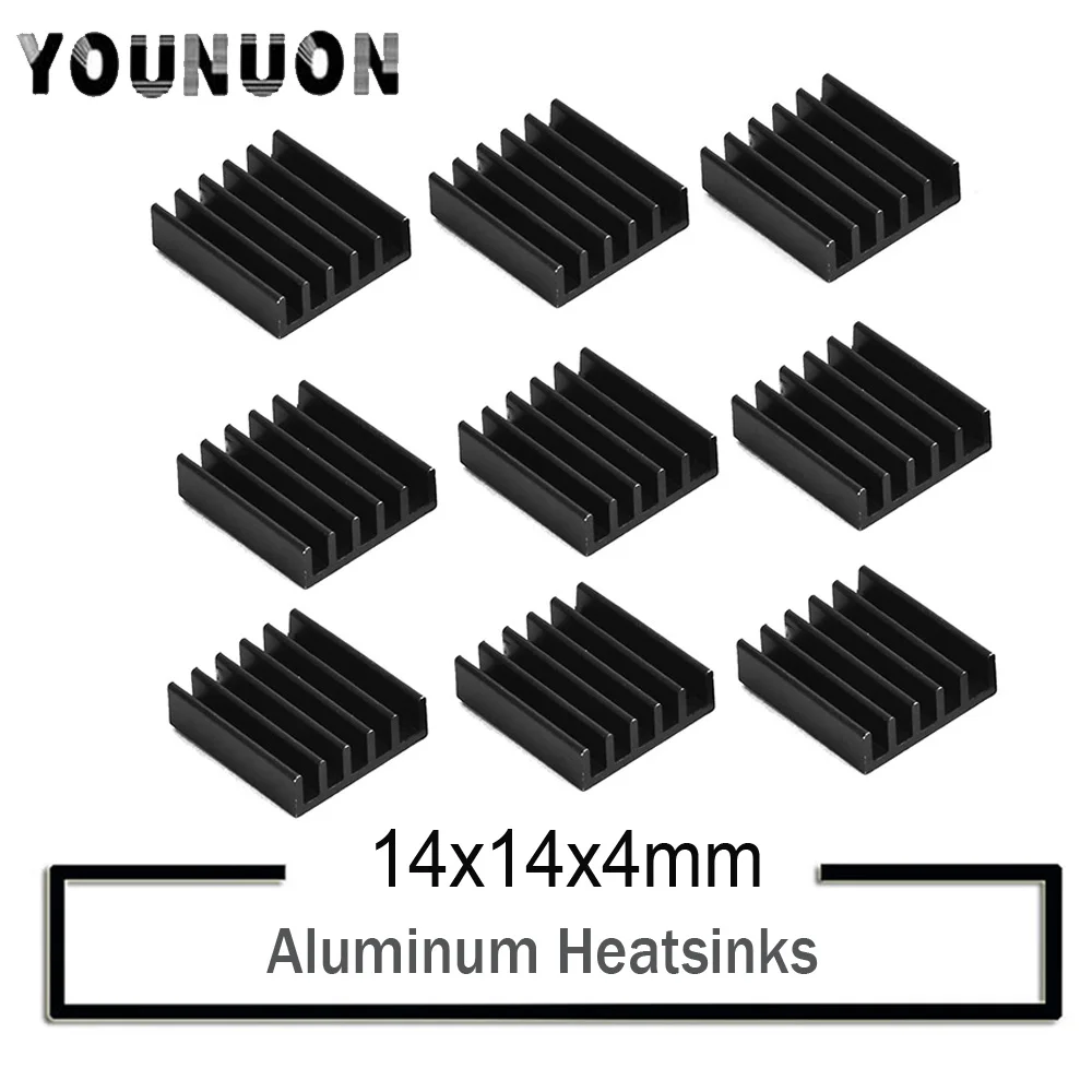 10Pcs YOUNUON Black 14x14x4mm Aluminum Heat Sink Radiator Heatsink,Electronic Chip Cooling Radiator Cooler for IC MOSFET SCR