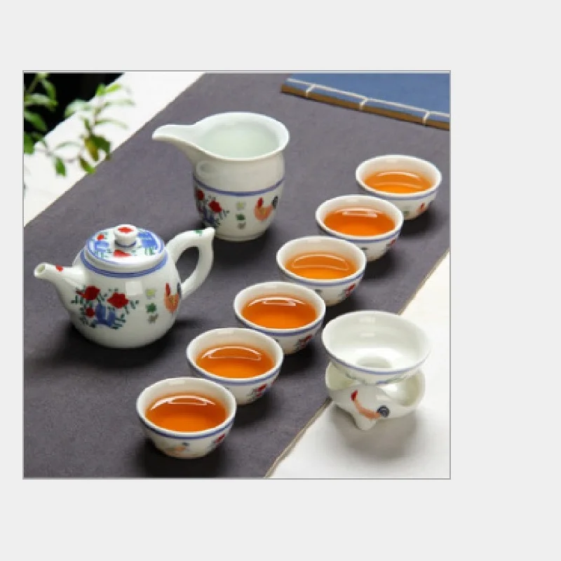 

Jingdezhen antique hand-painted Ming Chenghua chicken bucket color cylinder cup tea set Kung Fu ceramic gifts