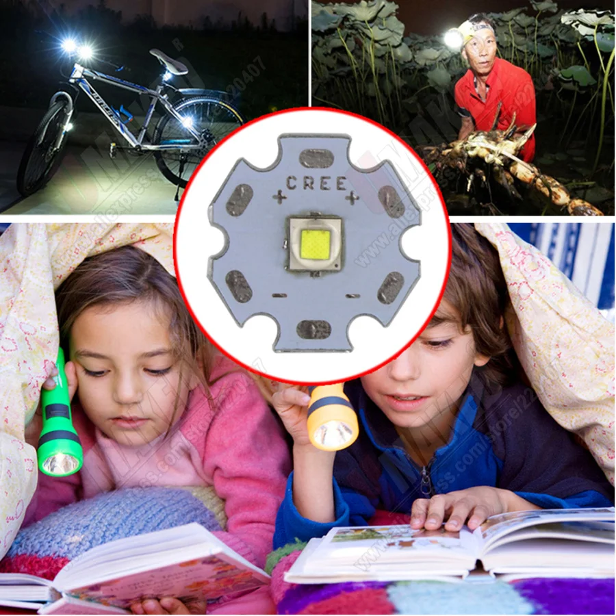 10W CREE XM-L2 LED light emitter diodes, WW/W/R/G/B/UV Light Power LED chip on 20mm 16mm PCB board Bead For Bicycle/Head lamp