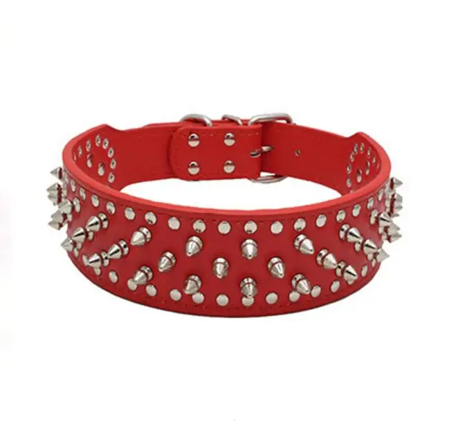 2inch Wide large dog Spiked Studded Leather Dog Collars 5*51-66cm For Medium Large Breeds Pitbull Mastiff Boxer Bully 3 colors