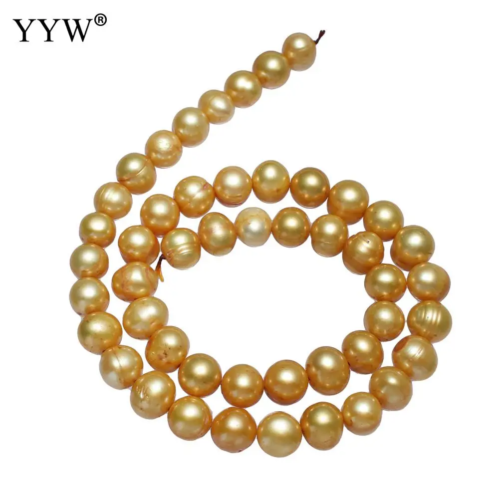 YYW High Quality Cultured Potato Freshwater Pearl Beads Yellow 10-11mm Approx 0.8mm Sold By PC