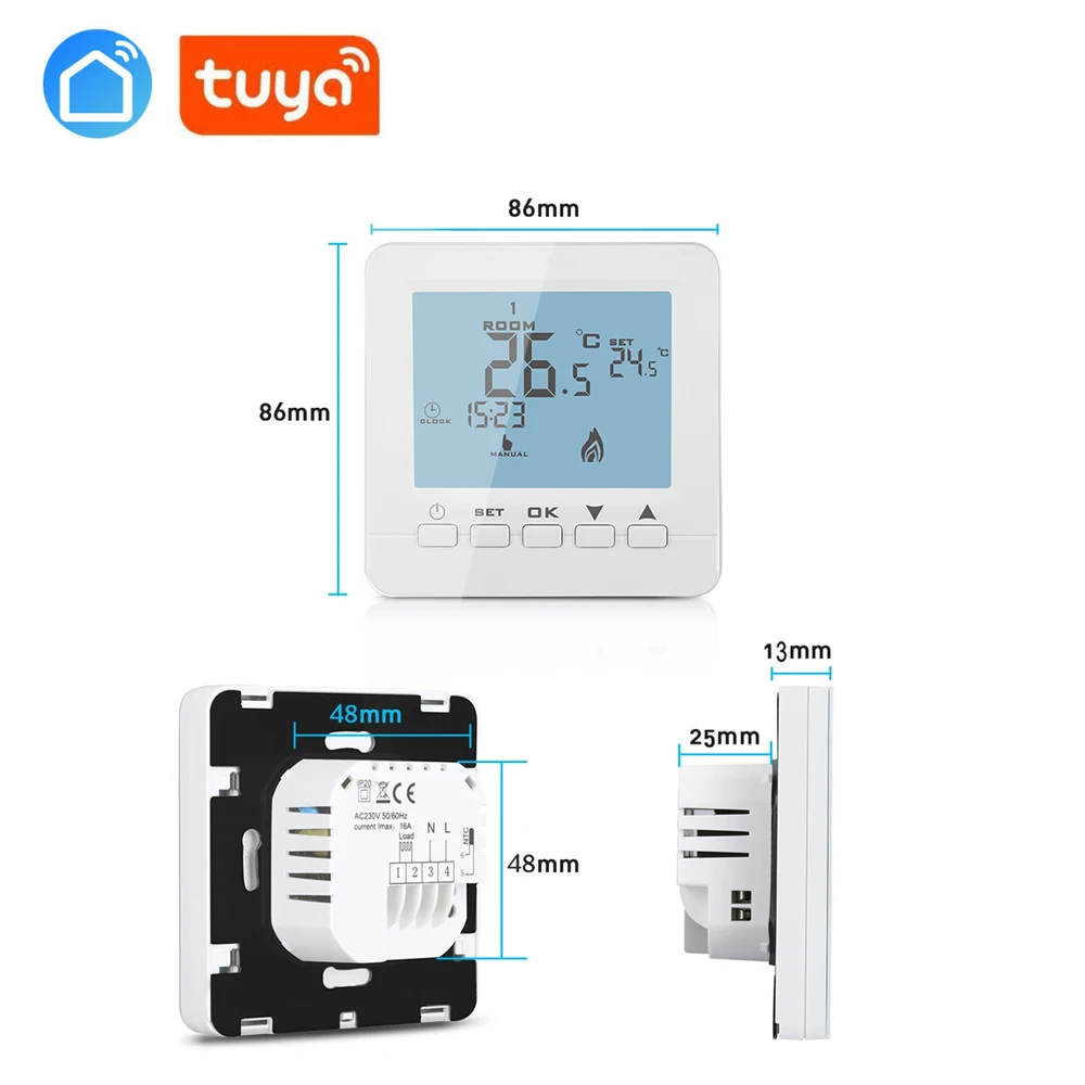 SMART LIFE Programmable WiFi Thermostat Controller Gas Boilers for dry contact Temperature Controller Work With Alexa Google Hom