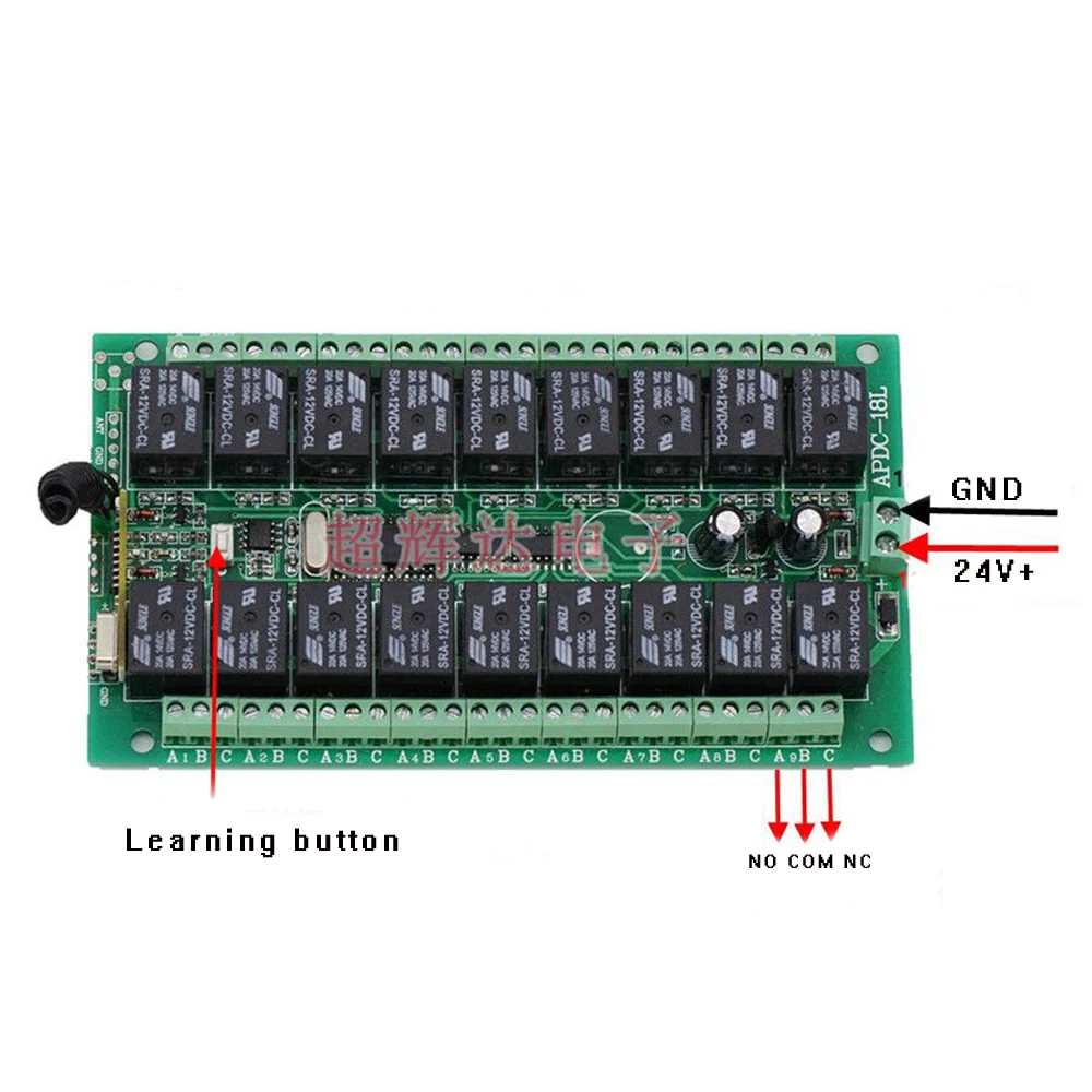 18 belastingen DC24V Relais Ontvanger Zender Licht Lamp LED Afstandsbediening Schakelaar Power Draadloos AAN UIT Sleutelschakelaar Slot Ontgrendelen