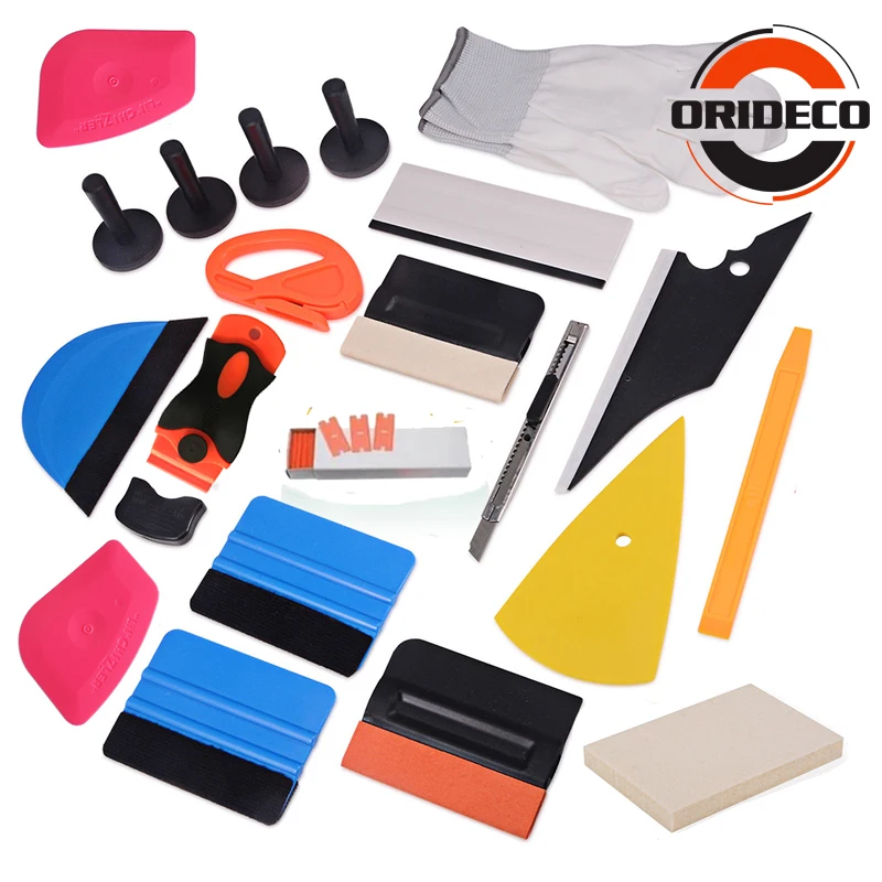 

Hot Sale 21pcs Vinyl Film Car Wrap Tools Kit Wool Squeegee Ice Scraper Window Tints Tools Magnet Holder With Razor knife Blade