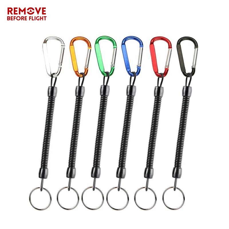 

1PC Coloured Popular Retractable Spring Coil Spiral Stretch Chain Key chain Camping Carabiner Secure Lock Fishing Tools Accessor