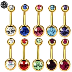 1PC Titanium Crystal Screw Studs Navel Ring Helix Piercing Bohemia Ombligo Pircing Woman Sexy Bell Button Rings Body Jewelry