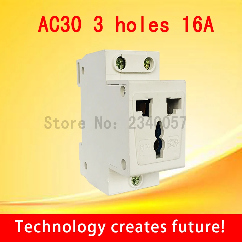 AC30 SERIES US EU สามเฟส Universal 3พินปลั๊ก35มม.Din Rail Mount Modular ซ็อกเก็ต16A 250V AC Gratis Ongkir