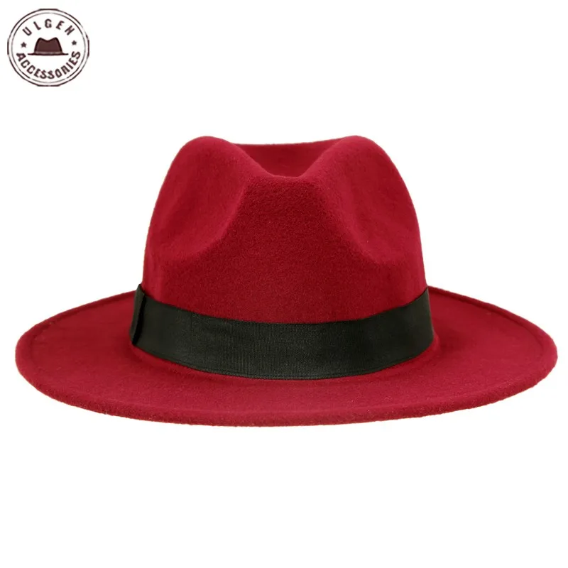 Vintage Unisex Wool Jazz Hats Large Brim Felt Cloche Cowboy Panama Fedora Hat for Women MenTrilby Derby Fedoras image 5