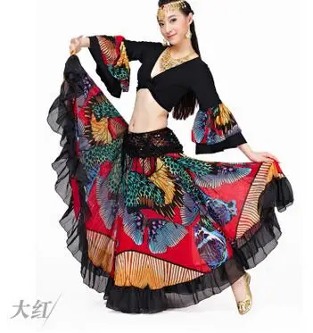 1set/lot 720 Degree Flower Printed Gyps Belly Dance Tribal Clothing Belly Dancing clothing