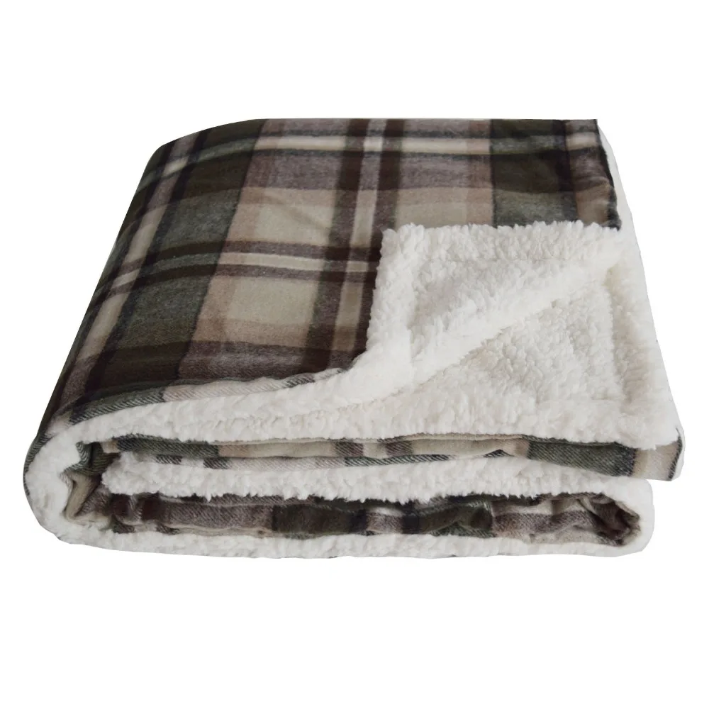 High Density Thick Soft Sherpa Blanket Plaid Double Side sprin Winter Thick Warm Blanket Super Warm Throw on Sofa/Bed/Travel