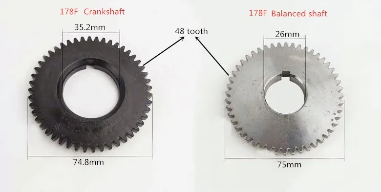 Free Shipping diesel engine 170F 178F 186F 186FA 188F Wheels Balanced shaft Crankshaft drive gear wheel suit kipor kama China