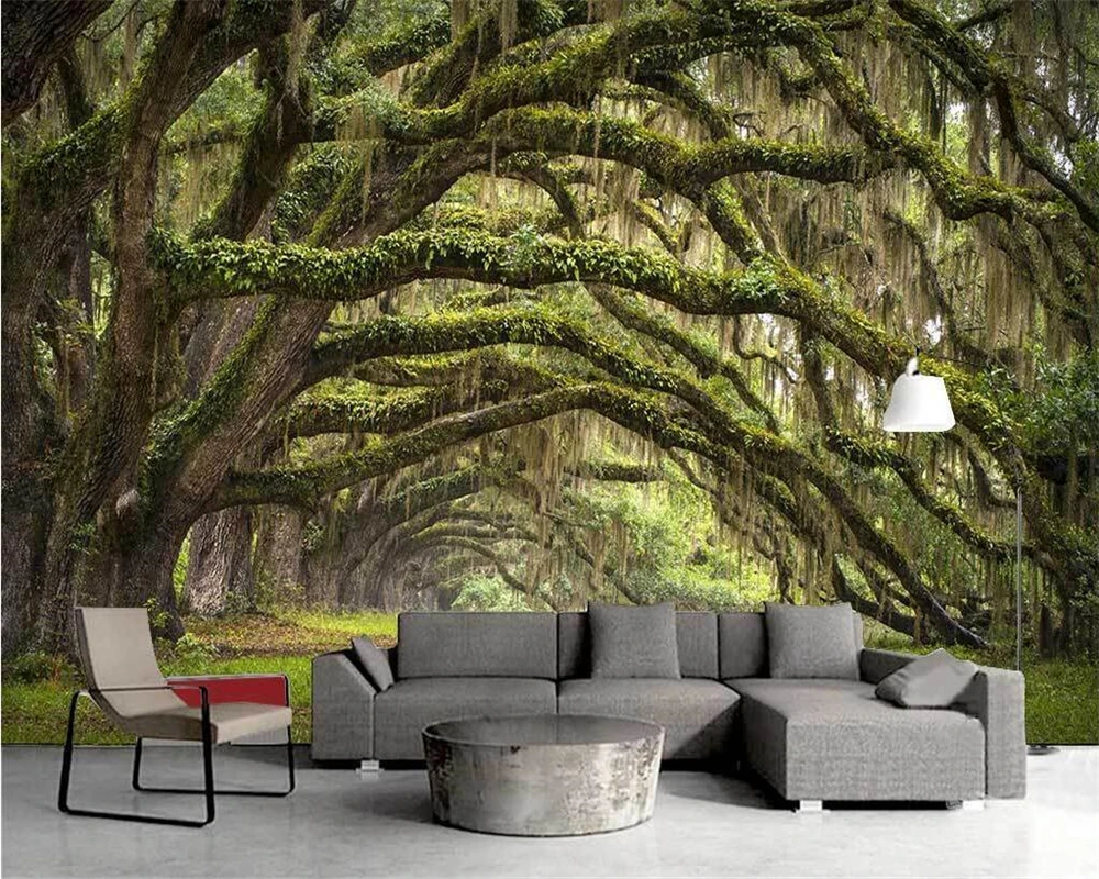 

Beibehang 3d wallpaper Natural scenery dream forest forest in the small road 3D living room TV wall wallpaper for walls 3 d