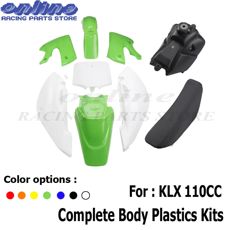 Plastic for Fender Fairing Kit & seat & fuel tank for Kawasaki KLX 110 KX65 110cc PIT Dirt Bike