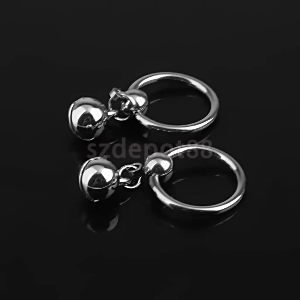 1 Pair 14G Stainless Steel Bell Charm Pendant Nipple Ring Body Piercing