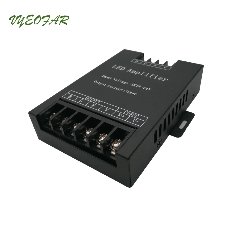 New Led RGB Power Repeater Controller 5V/12V/24V Input 15A 3 Channel 45 Ampere Output RGB Strip String Big High Power Amplifier