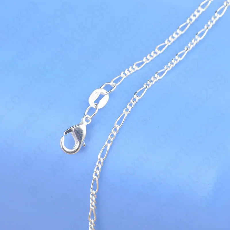 1PC Retail Fast Shipping Top Quality Real 925 Sterling Silver Figaro Necklace Chains With Flexible Lobster Clasps 16