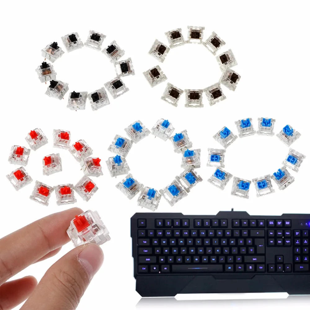 10Pcs 3 Pin Mechanical Keyboard Switch Blue/Red/Black/Brown Replacement For Gateron Cherry MX Switch Keyboard