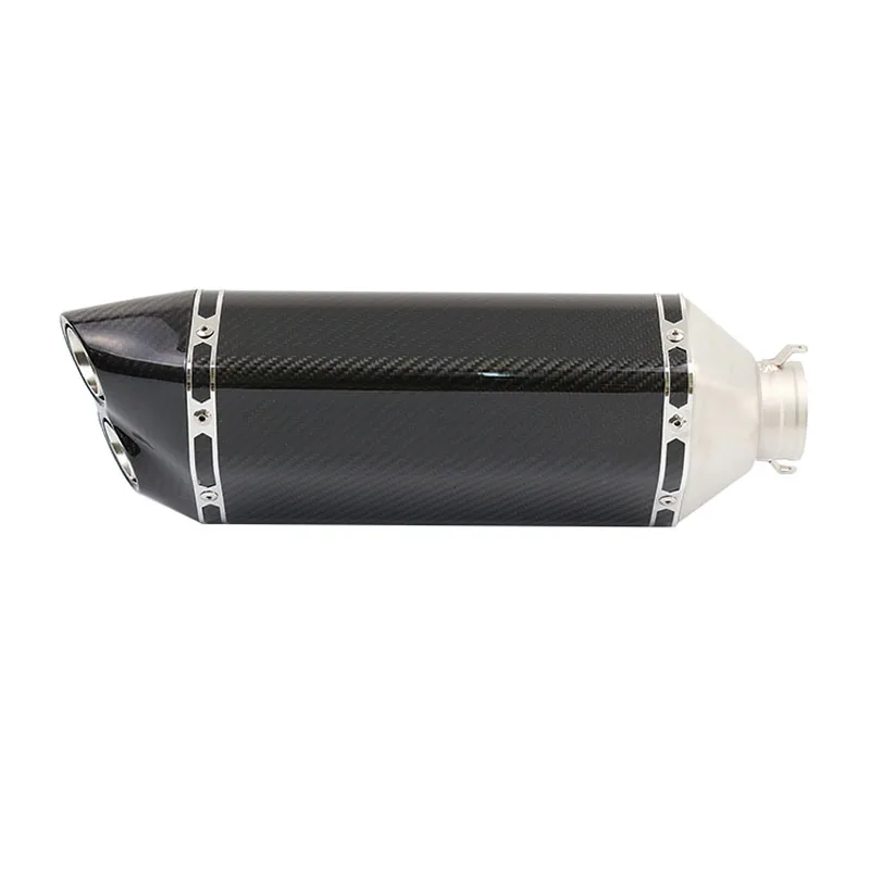 Universal 36-51MM Motorcycle Exhaust Muffler Pipe Carbon Fiber Stainless Steel Double Mouth GP Scooter Motorbike Pipe YO006