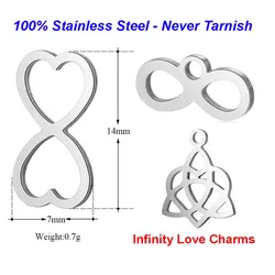 10pcs/Lot 316 Stainless Steel Love Heart Infinity Symbol Charms VNISTAR High Polished Knot DIY Jewelry Finding Supplies