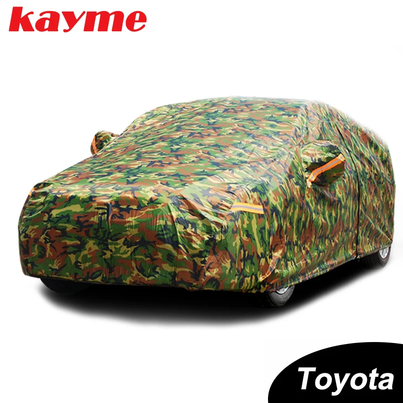 Kayme waterproof camouflage car coverssun protection cover for Toyota corolla avensis rav4 auris yaris camry prius Land Cruiser