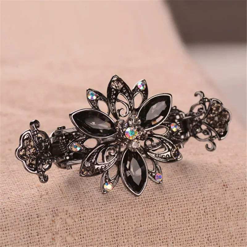 Beautiful 3 Color Flower Hair Clips Women Hair Jewelry Metal Crab Clip Hair Claws For Lovely Gilrs Wedding Hair Accessories