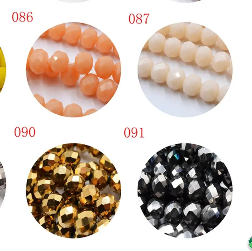 FLTMRH   Wholesale 50pcs Rondelle Faceted black Crystal Glass jewelry Porcelain loose Spacer Beads 6mm